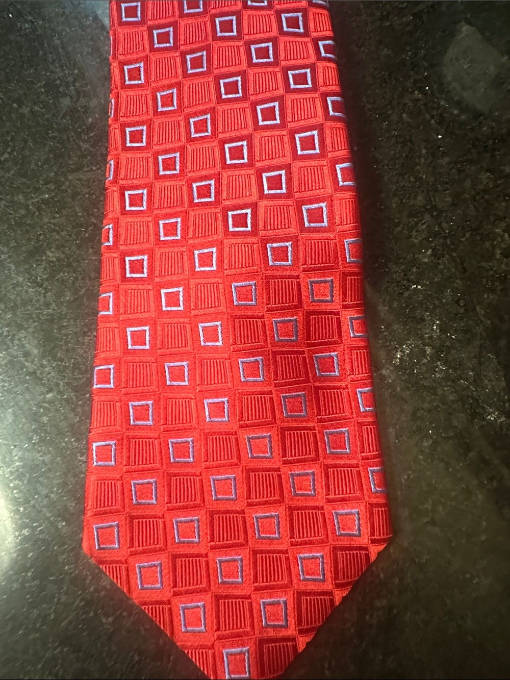 Vintage Tommy Hilfiger Red Tie with Blue Square Pattern